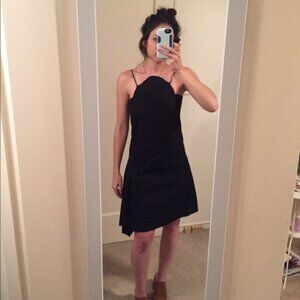 New vintage Miu Miu Y2K high square neck asymmetric wrap hem cotton minidress